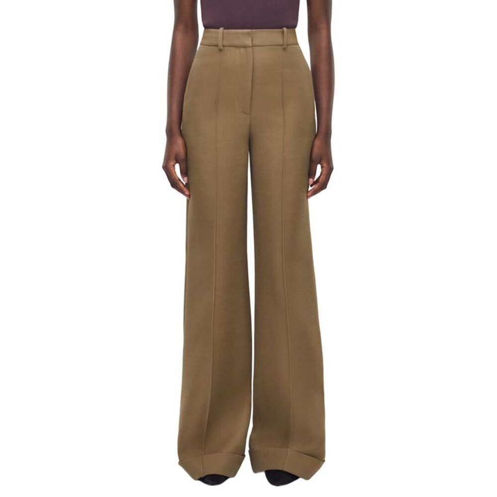 Adam Lippes Womens Deeda Wool & Silk-Blend Pant, Green